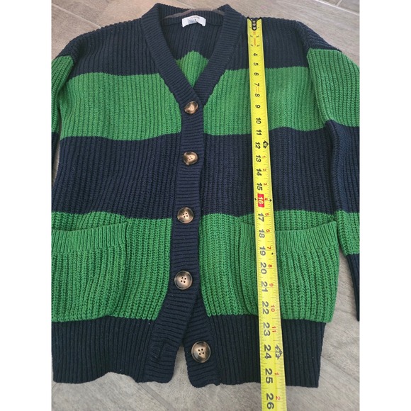 La Ligne x Target Striped Chunky Knit Cardigan Sweater Green Blue XXS Oversized - Picture 2 of 7